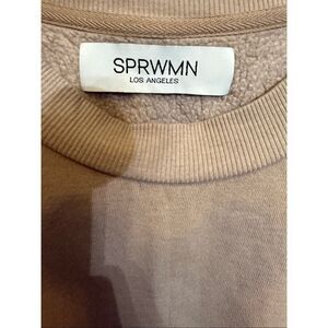SPRWMN Women's Crew Neck Long Sleeve Fleece Lined Pullover Sweatshirt Tan XL